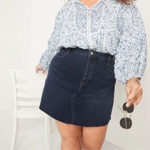 Old Navy (18 Plus) High Rise Dark Blue Denim Mini Skirt- Button Fly Edition